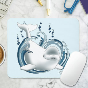 Beluga Whale Blue Mouse Mat
