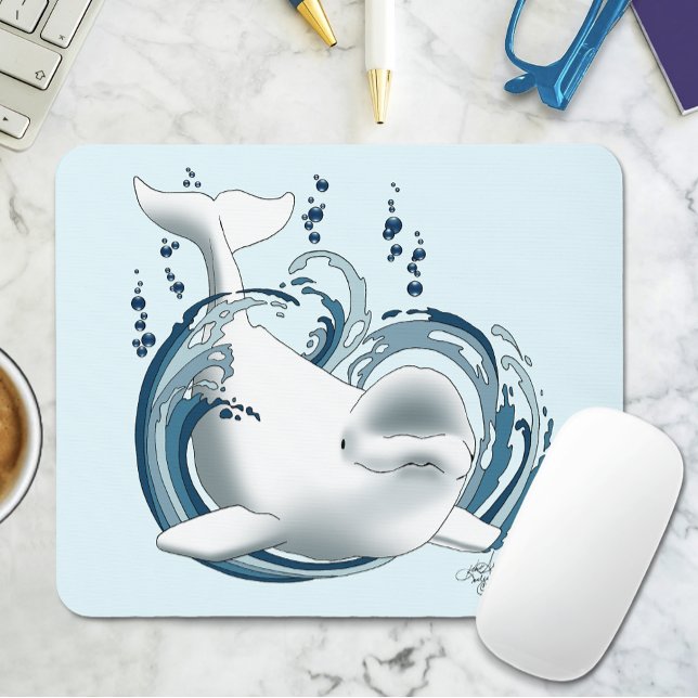 Beluga Whale Blue Mouse Mat (Creator Uploaded)