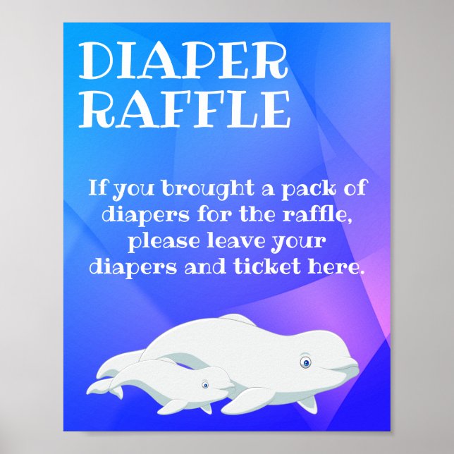 Beluga Whale Blue, Pink Arctic Ocean Baby Shower Poster (Front)