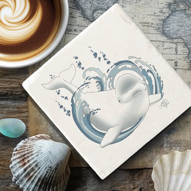 Beluga Whale Blue Stone Coaster (Creator Uploaded)