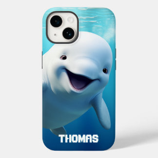 Beluga Whale Cartoon Blue Green Arctic Ocean  Case-Mate iPhone 14 Case
