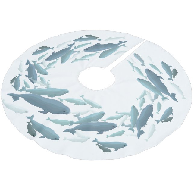 Beluga Whale Christmas Tree Skirt Whale Tree Skirt (Angled)