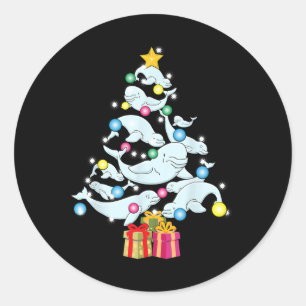 Beluga Whale Christmas Tree Whales Christmas  Classic Round Sticker