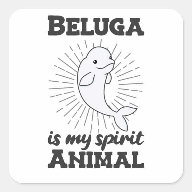 Beluga Whale Cute Animals For Kids Square Sticker (Front)