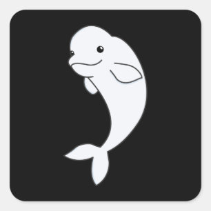 Beluga Whale Cute Animals For Kids Square Sticker