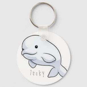 beluga whale lucky charm key ring