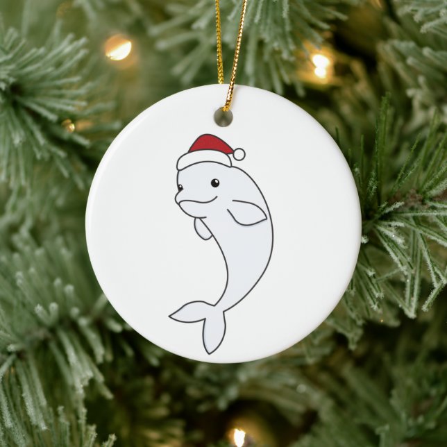 Beluga Whale Merry Christmas Winter Animals Whales Ceramic Tree Decoration (Tree)