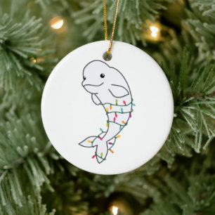 Beluga Whale Merry Christmas Winter Animals Whales Ceramic Tree Decoration