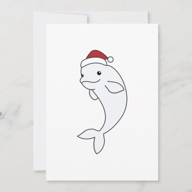 Beluga Whale Merry Christmas Winter Animals Whales Holiday Card (Front)