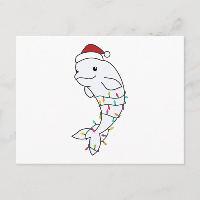 Beluga Whale Merry Christmas Winter Animals Whales Postcard (Front)