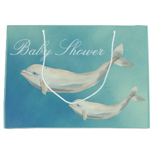 Beluga Whale Mum and Calf Baby Shower Large Gift Bag