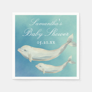 Beluga Whale Mum and Calf Baby Shower Napkin