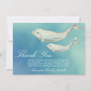Beluga Whale Mum and Calf Baby Shower Thank You Card