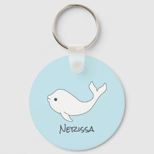 Beluga Whale Name Keychain
