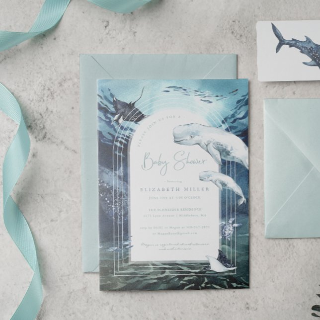 Beluga Whale Ocean Baby Shower Invitation (Creator Uploaded)