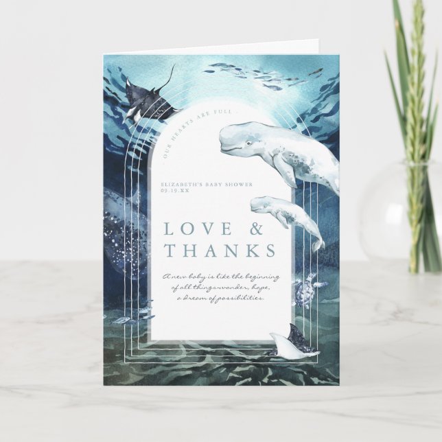 Beluga Whale Ocean | Baby Shower Thank You (Front)