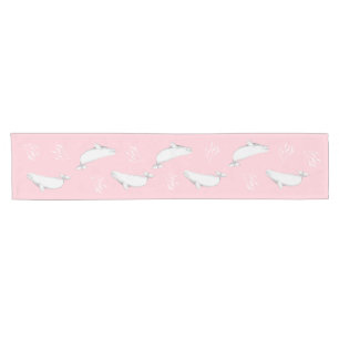 Beluga Whale Pastel Pink Short Table Runner