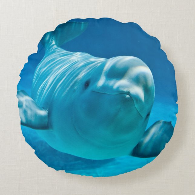 Beluga Whale Round Cushion (Front)