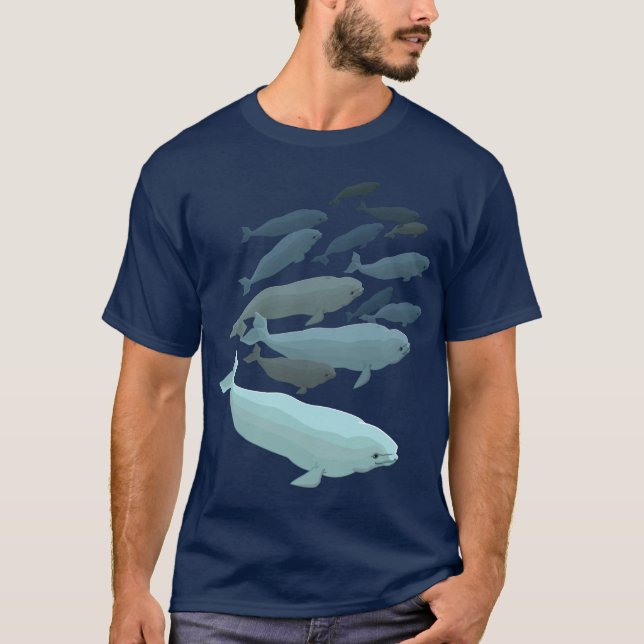 Beluga Whale T-Shirt Whale Art Shirts Customise (Front)