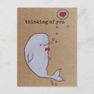 beluga whale thinking of you postcard
