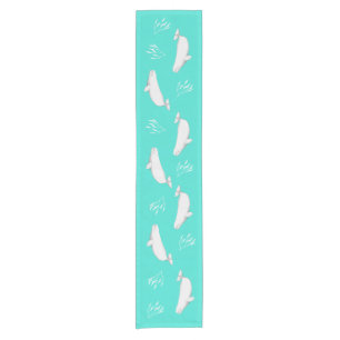 Beluga Whale Turquoise Short Table Runner