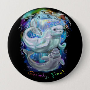 Beluga Whales 10 Cm Round Badge