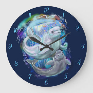 Beluga Whales Large Clock