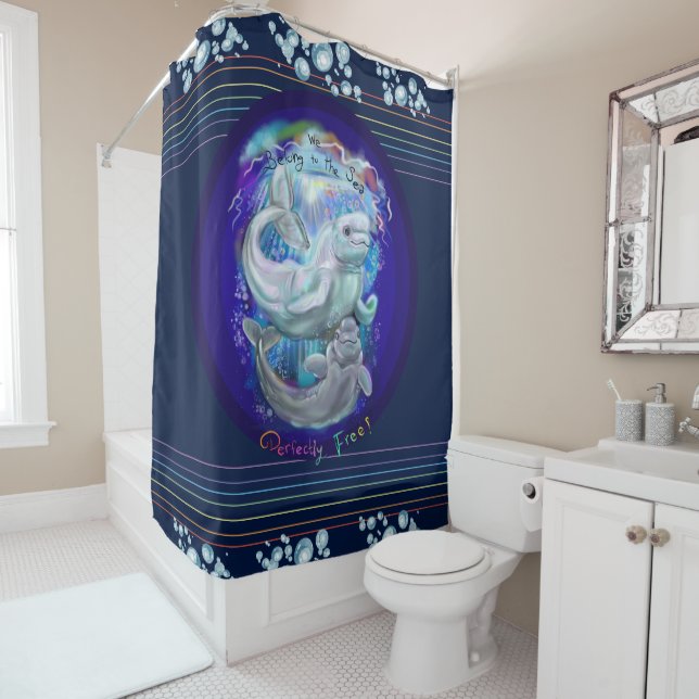 Beluga Whales Shower Curtain (In Situ)