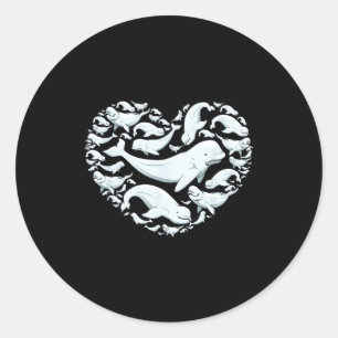 Beluga Whales Valentine Days For Kids Boy Girl Men Classic Round Sticker
