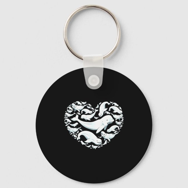 Beluga Whales Valentine Days For Kids Boy Girl Men Key Ring (Front)