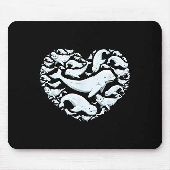 Beluga Whales Valentine Days For Kids Boy Girl Men Mouse Mat (Front)