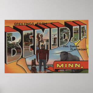 Bemidji, Minnesota - Large Letter Scenes Poster