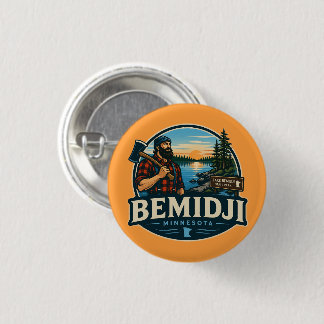 Bemidji Minnesota Paul Bunyan Rustic Northwoods 3 Cm Round Badge