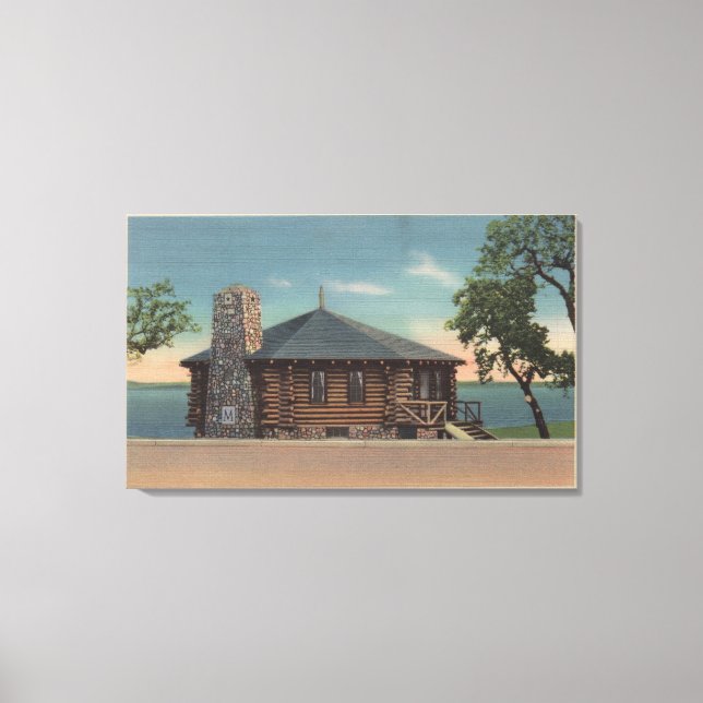 Bemidji, MN - View of Fireplace of States Bldg Canvas Print (Front)