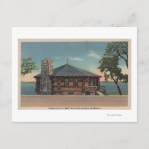Bemidji, MN - View of Fireplace of States Bldg Postcard