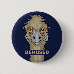 Bemused Funny Emu Pun 6 Cm Round Badge