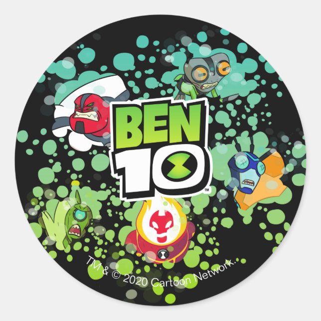 Ben 10 Alien Forms Bubble Graphic Classic Round Sticker (Front)