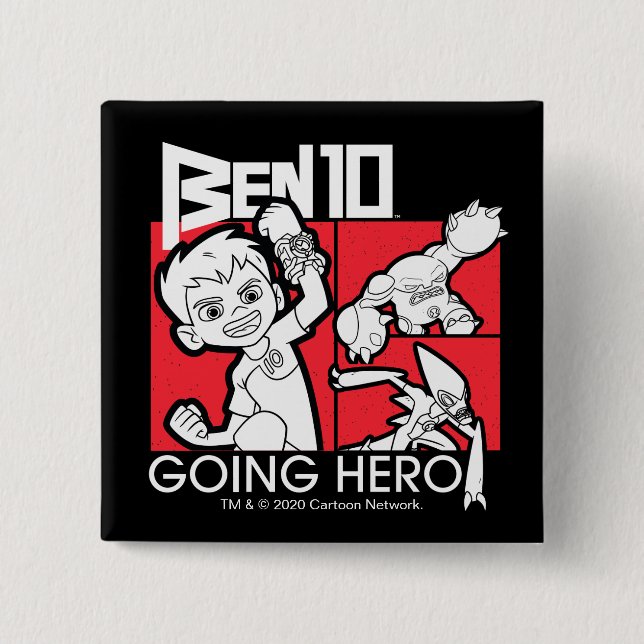 Ben 10 Going Hero 15 Cm Square Badge (Front)