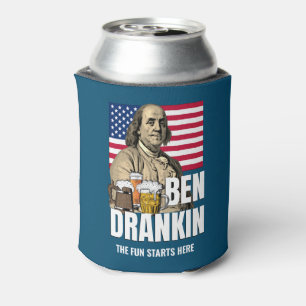 BEN DRANKIN 4th of July Benjamin Franklin Can Cooler
