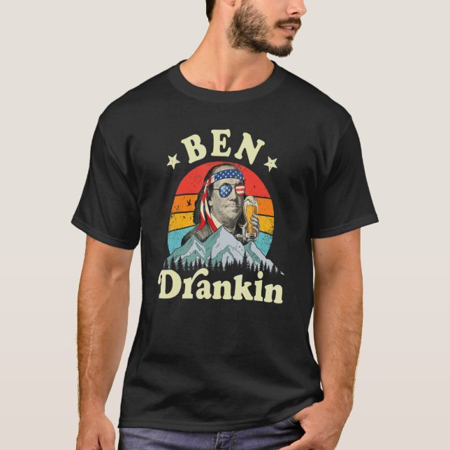 Ben Drankin 4th Of July Benjamin Franklin Men Amer T-Shirt (Front)