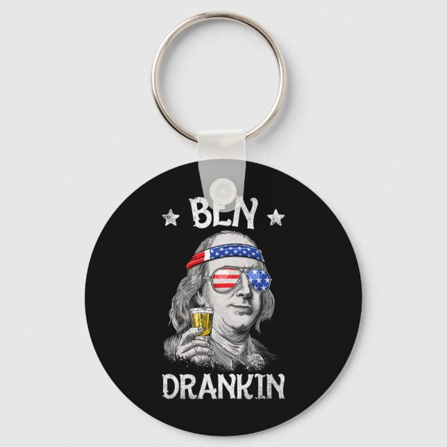 Ben Drankin 4th Of July Benjamin Franklin Men Wome Key Ring (Front)