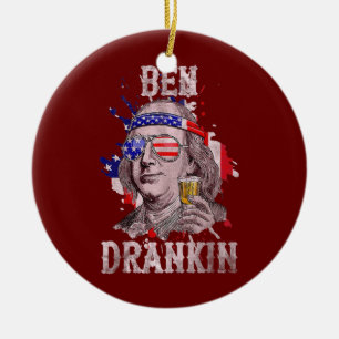 Ben Drankin 4th of July Benjamin Franklin USa Ceramic Tree Decoration