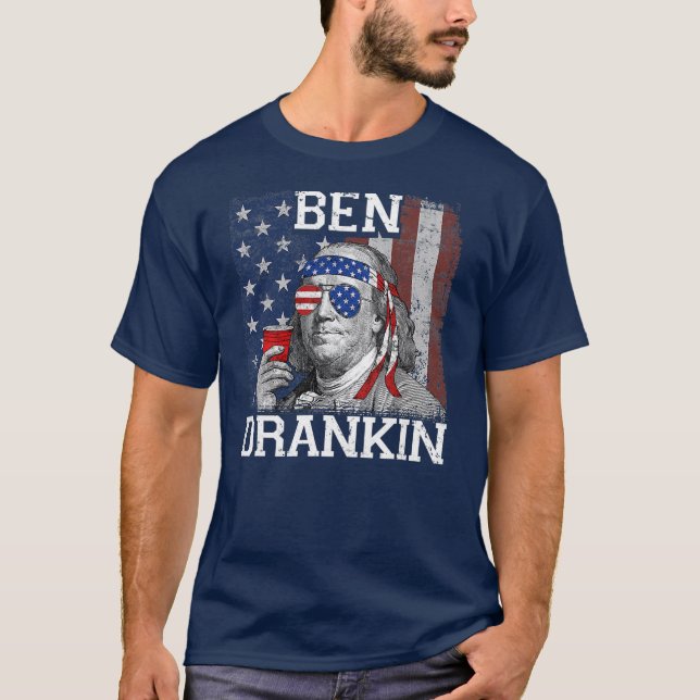 Ben Drankin Beer 4th Of July Funny Patriotic USA  T-Shirt (Front)