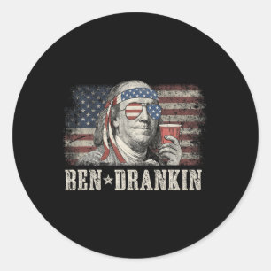 Ben Drankin Beer 4th Of July Vintage Flag Funny Classic Round Sticker