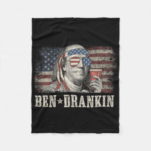 Ben Drankin Beer 4th Of July Vintage Flag Funny Fleece Blanket