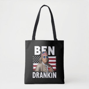 Ben Drankin Beer 4th of July Vintage Flag Funny Tote Bag