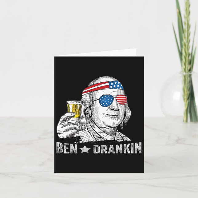 Ben Drankin - Benjamin Franklin Drinking Beer - 4t Card (Front)