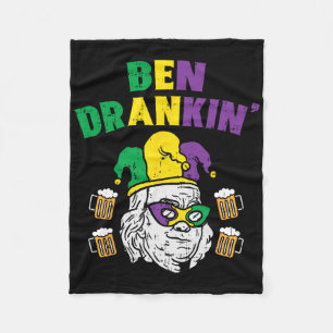 Ben Drankin Franklin Us President Funny Mardi Gras Fleece Blanket