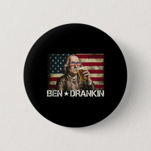 Ben Drankin Funny Beer 4th Of July Retro Usa Flag 6 Cm Round Badge