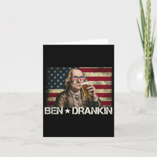 Ben Drankin Funny Beer 4th Of July Retro Usa Flag Card